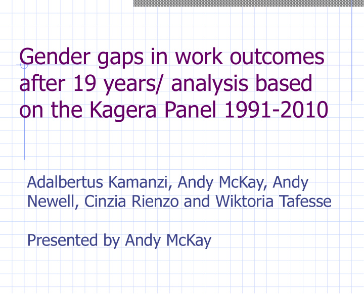 gender gaps in work outcomes