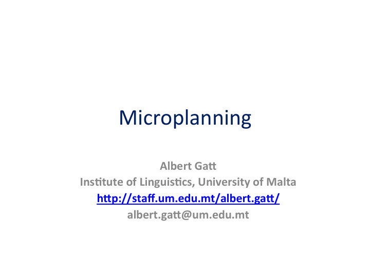microplanning