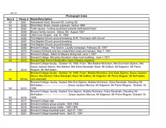 Photograph Index  Name/Description  Box #  Photo #  Aethelwold Hotel, Brevard NC, looking SE  N1