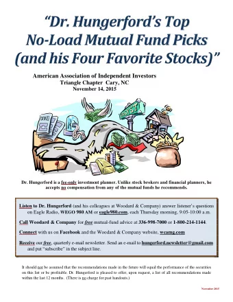 American Association of Independent Investors  Triangle Chapter  Cary, NC November 14, 2015  Dr.