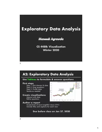 Exploratory Data Analysis  Ma  Maneesh Agrawala  CS 448B: Visualization  Winter 2020  1  A2: