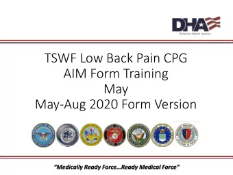 AIM Form Training  May  May-Aug 2020 Form Version  Medically Ready ForceReady Medical
