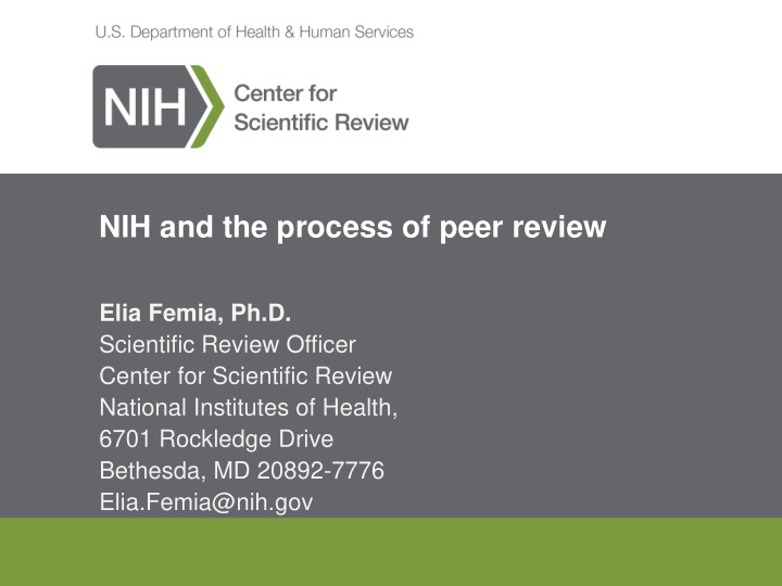 nih and the process of peer review