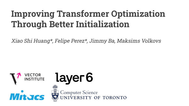improving transformer optimization through better