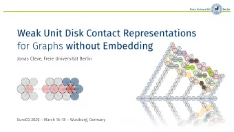 Weak Unit Disk Contact Representations for Graphs without Embedding  Jonas Cleve, Freie
