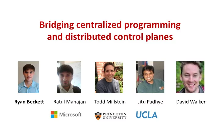 and distributed control planes