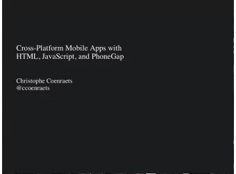 Cross-Platform Mobile Apps with  HTML, JavaScript, and PhoneGap  Christophe Coenraets  @ccoenraets