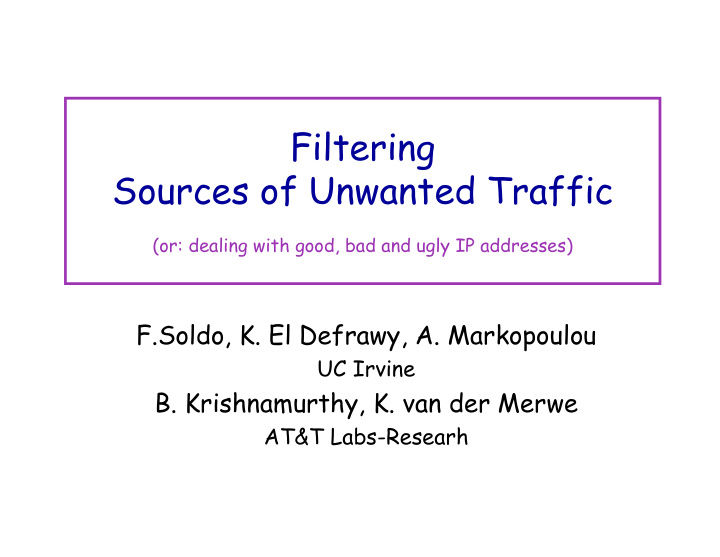 filtering sources of unwanted traffic