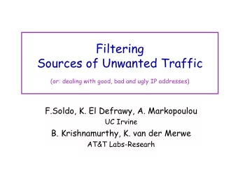 Filtering  Sources of Unwanted Traffic  (or: dealing with good, bad and ugly IP addresses)