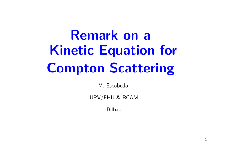 remark on a kinetic equation for compton scattering
