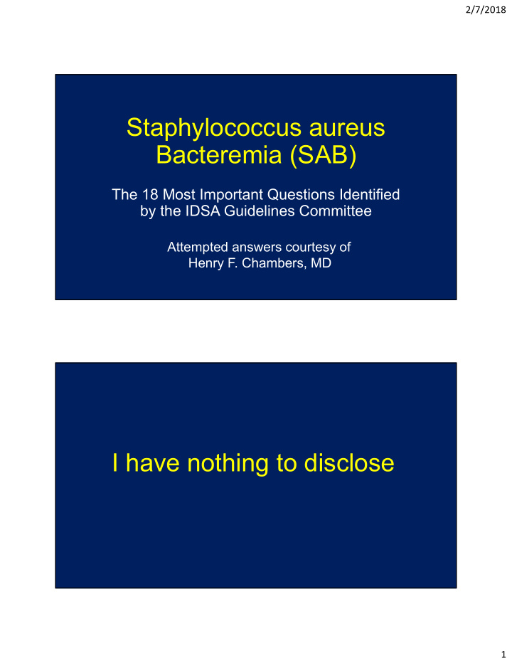 staphylococcus aureus bacteremia sab