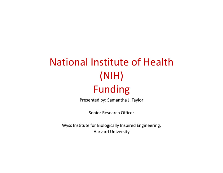 national institute of health nih funding funding