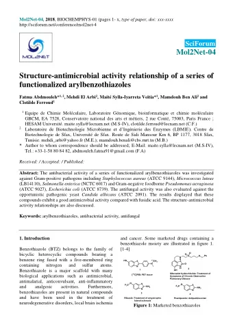 Mol2Net-04  Structure-antimicrobial activity relationship of a series of  functionalized