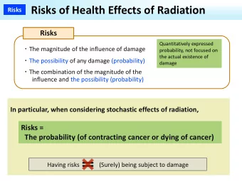 Risks of Health Effects of Radiation  Risks  Risks  Quantitatively expressed  Quantitatively