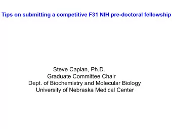 Steve Caplan, Ph.D.  Graduate Committee Chair  Dept. of Biochemistry and Molecular Biology