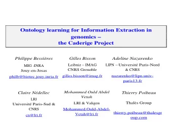 genomics   the Caderige Project  Philippe Bessires  Gilles Bisson  Adeline Nazarenko  Leibniz