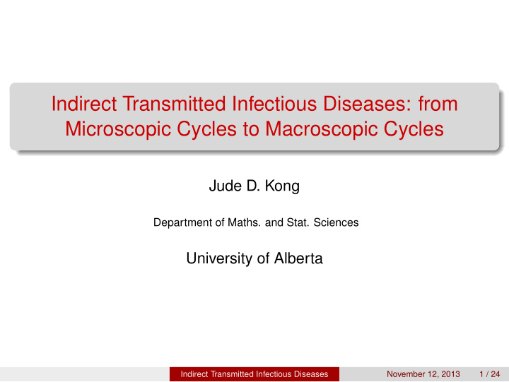 indirect transmitted infectious diseases from microscopic