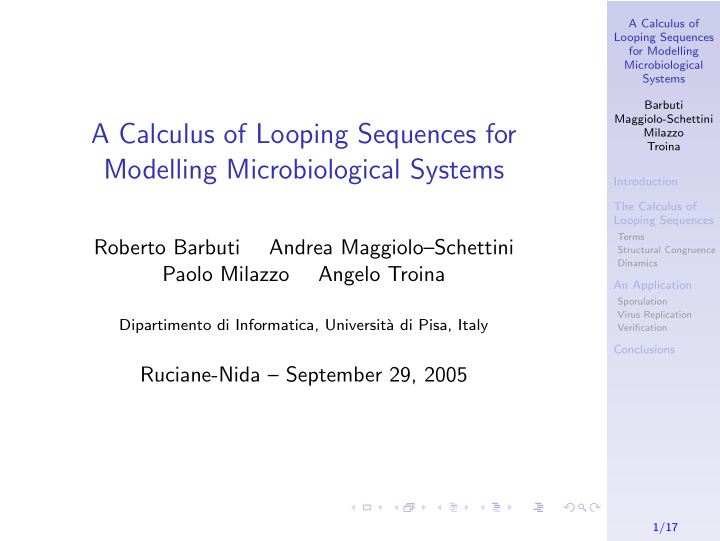 a calculus of looping sequences for