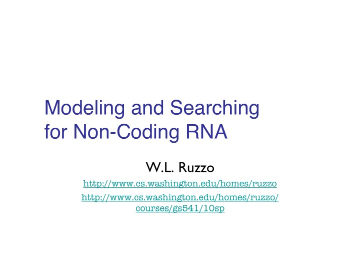 modeling and searching for non coding rna