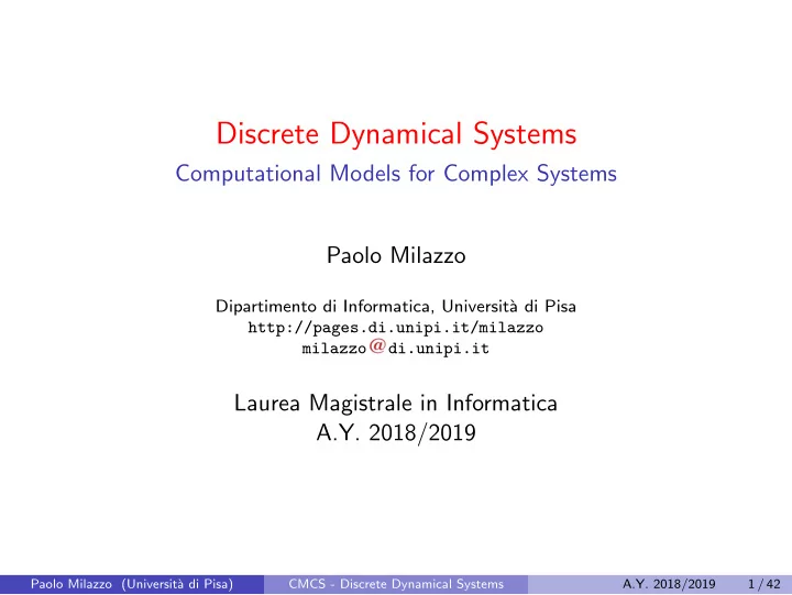 discrete dynamical systems