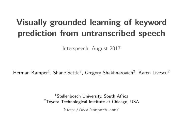 visually grounded learning of keyword prediction from