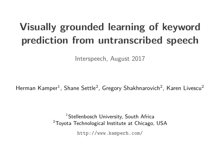 visually grounded learning of keyword prediction from