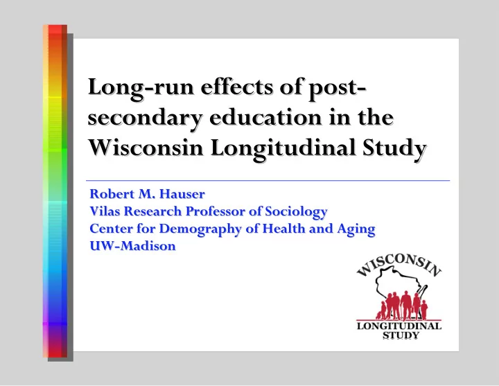 long run effects of post long run effects of post