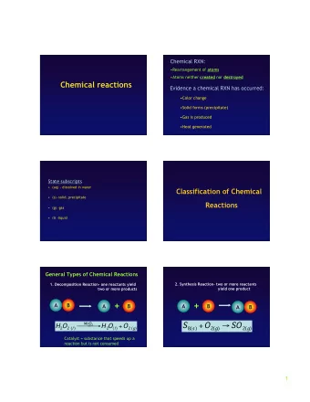 +  +  A  B  A  B  A  B  A  B S 8( s ) + O 2( g )  SO 2( g ) MnO 2 H 2 O 2 ( l ) H 2 O ( l ) + O