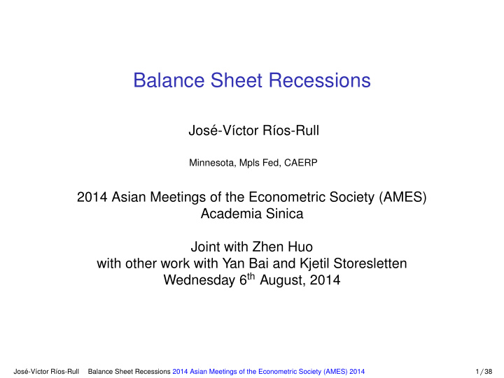 balance sheet recessions