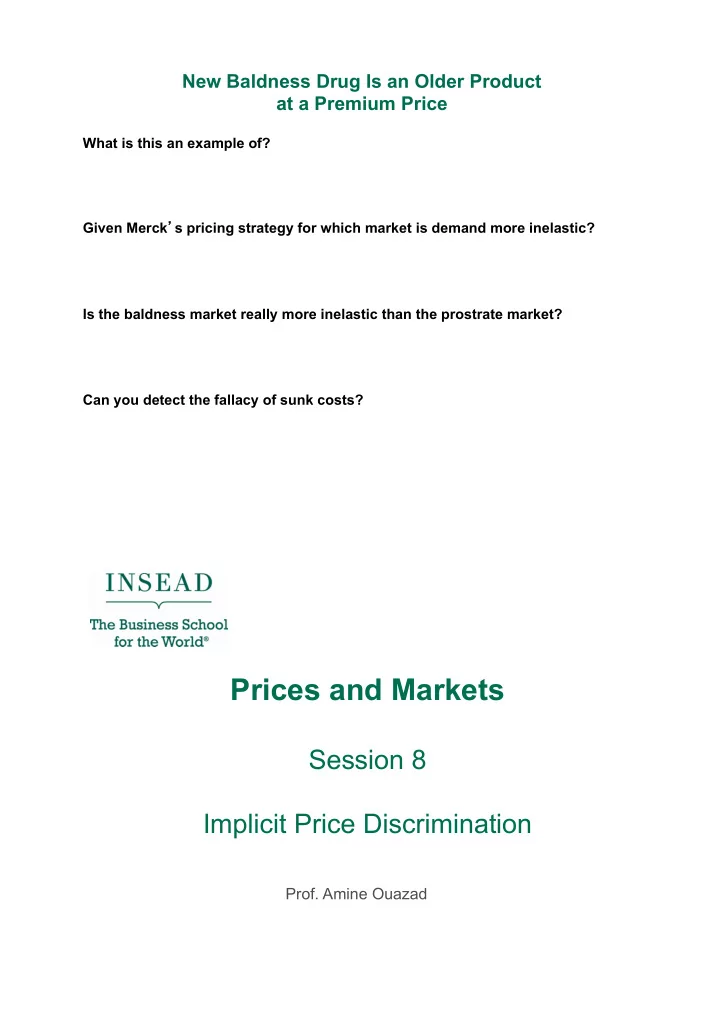 prices and markets