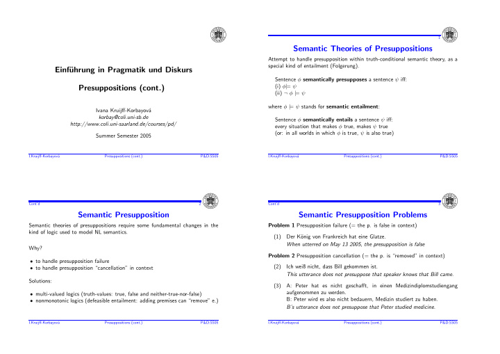 semantic theories of presuppositions
