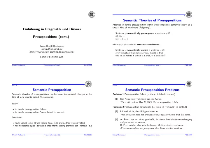 semantic theories of presuppositions