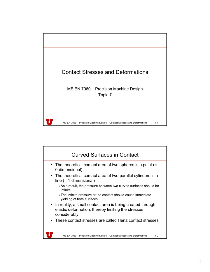 contact stresses and deformations