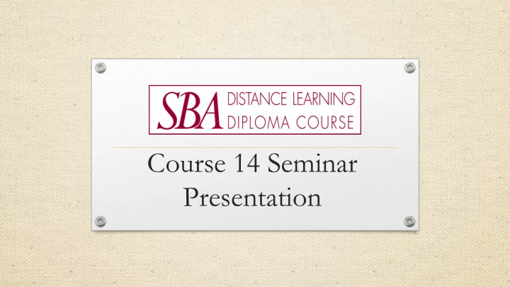 course 14 seminar presentation dona leonardi dipsba dist