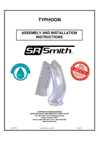 TYPHOON  ASSEMBLY AND INSTALLATION  INSTRUCTIONS  CORPORATE HEADQUARTERS  WESTERN SALES AND