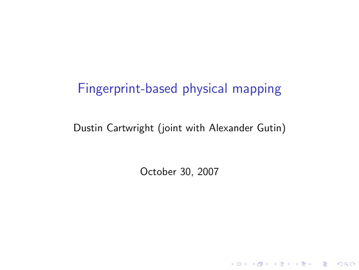 fingerprint based physical mapping