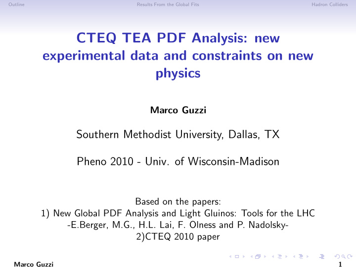 cteq tea pdf analysis new experimental data and