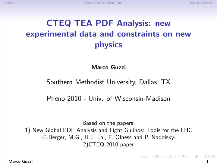 cteq tea pdf analysis new experimental data and