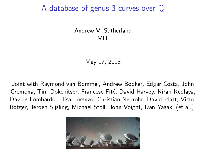 a database of genus 3 curves over q