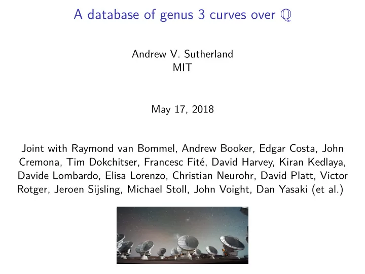 a database of genus 3 curves over q