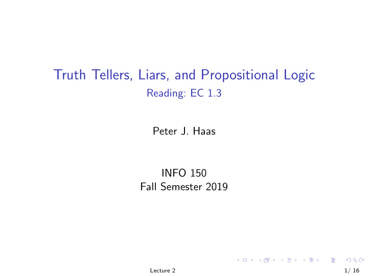 truth tellers liars and propositional logic