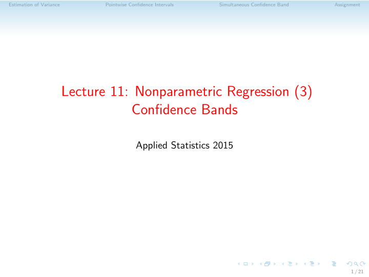 lecture 11 nonparametric regression 3 confidence bands