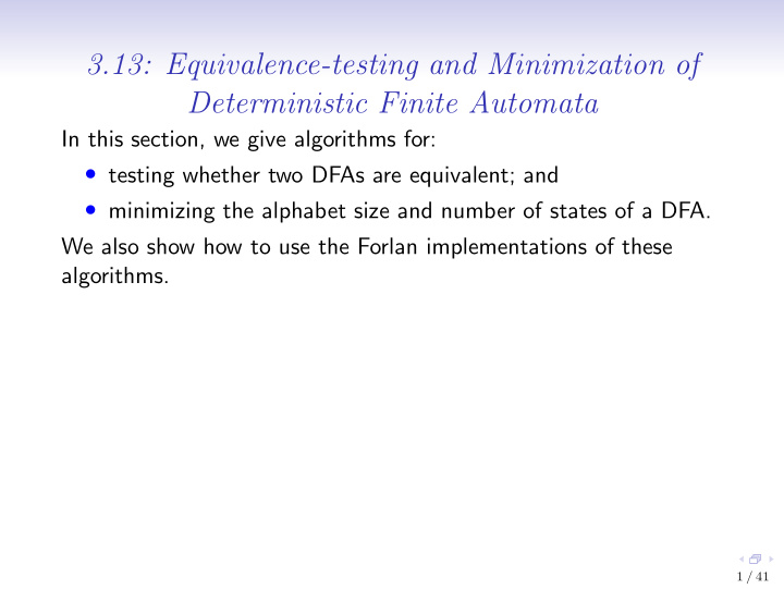 3 13 equivalence testing and minimization of