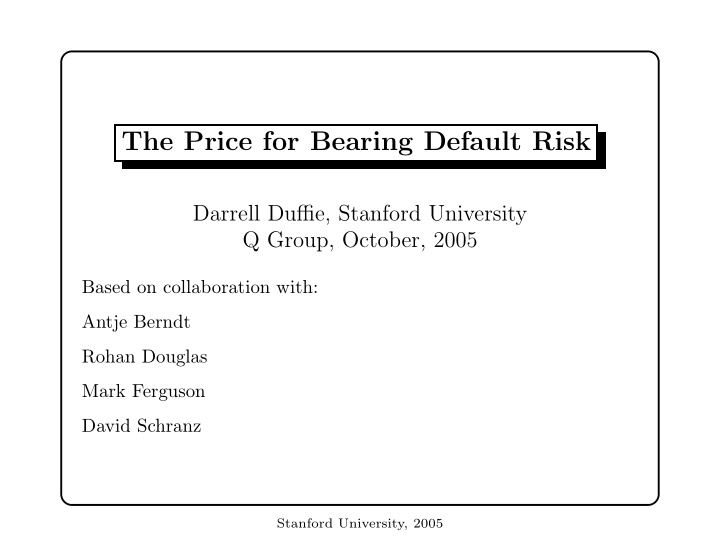 the price for bearing default risk