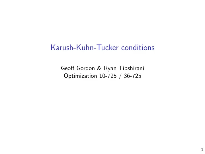 karush kuhn tucker conditions