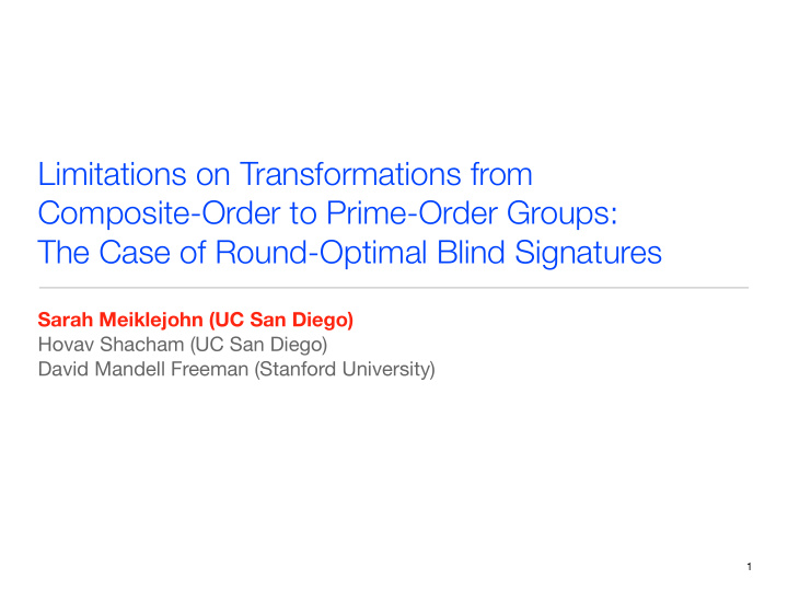 limitations on transformations from composite order to