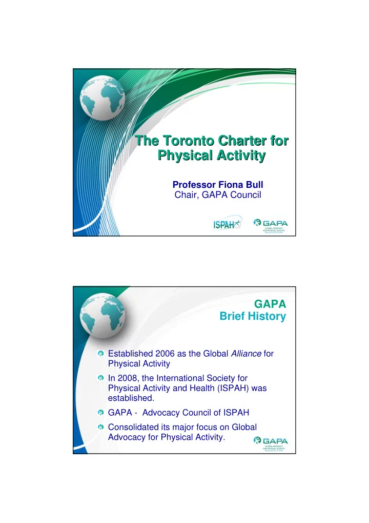 the toronto charter for the toronto charter for physical
