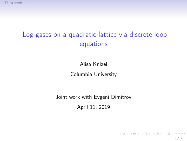 log gases on a quadratic lattice via discrete loop