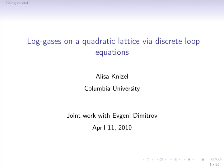 log gases on a quadratic lattice via discrete loop