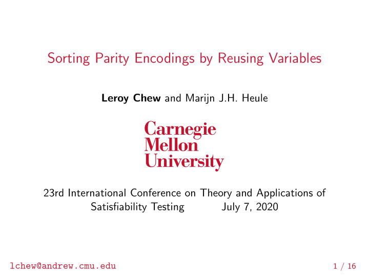 sorting parity encodings by reusing variables